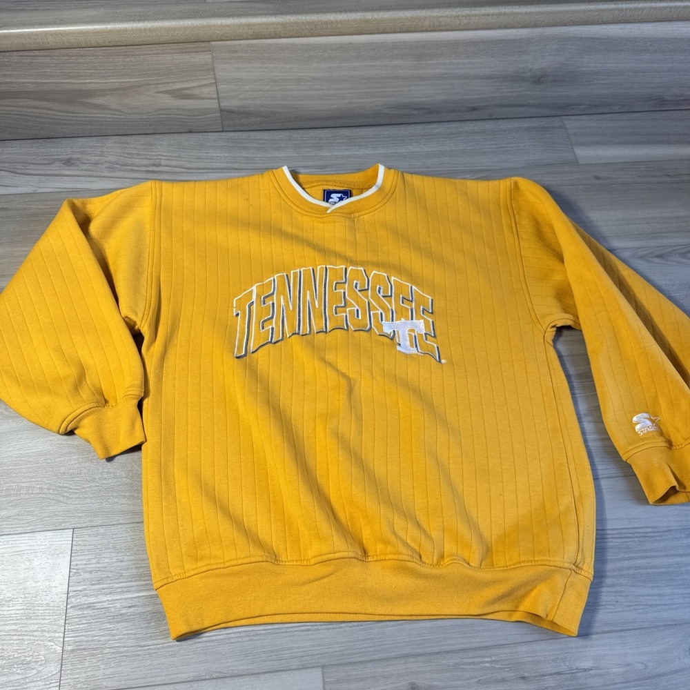 Vintage Starter Sweatshirt Sz L Orange Stripe Tennessee Volunteers Embroidered